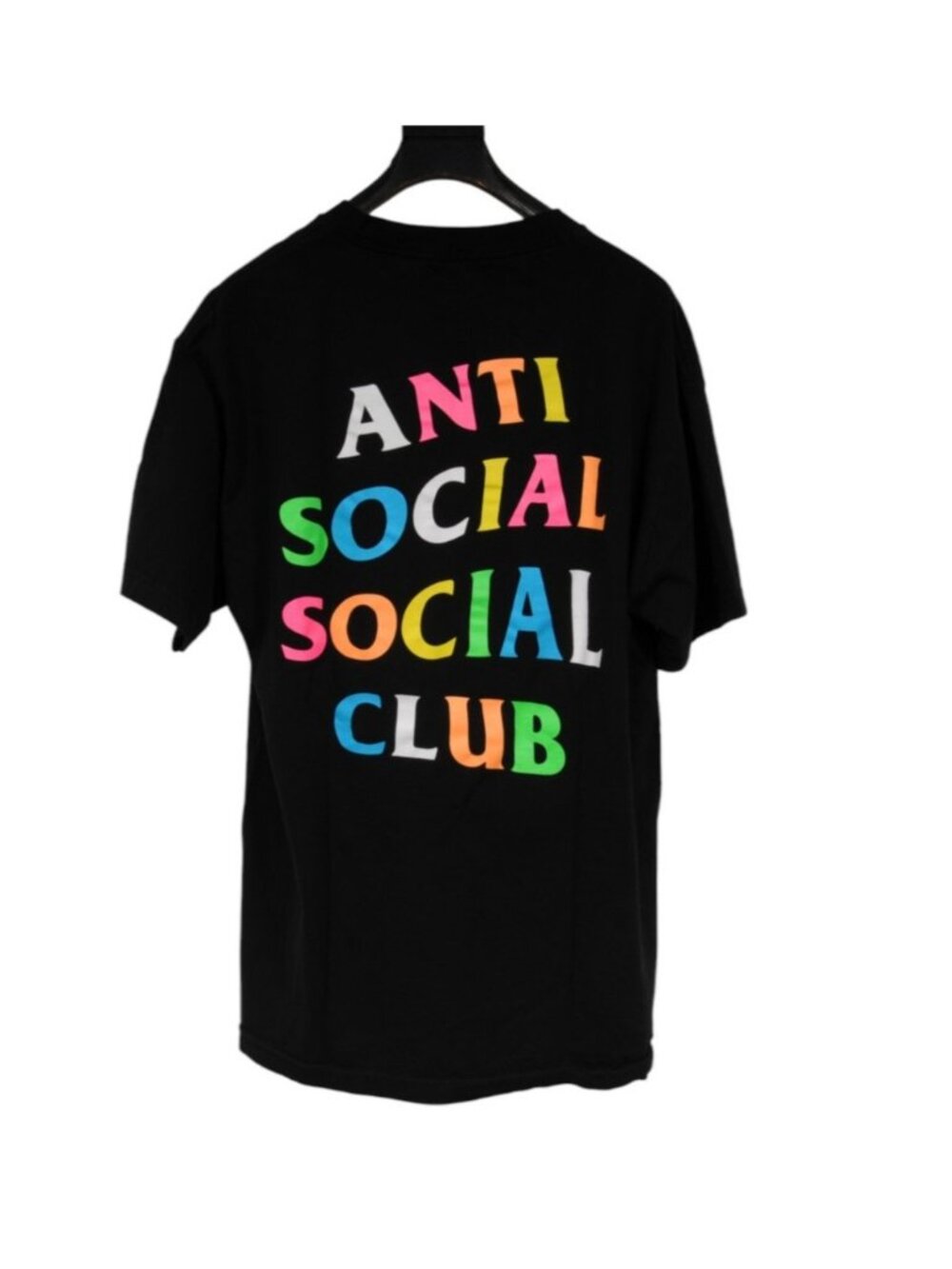 Anti Social Social Club Mens Logo T Shirt Size Large Black Multi Color Rainbow